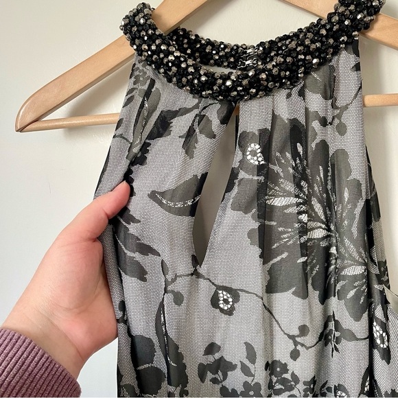 Diane Von Furstenburg Lainey Embellished Silk Halter Y2K Beaded Dress Black Lace - Picture 4 of 6